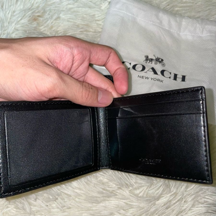 COACH 滿版老花短皮夾 經典黑(F74993)-5