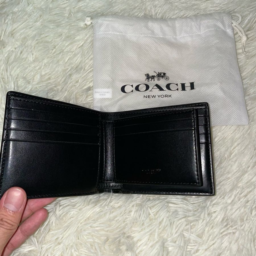 COACH 滿版老花短皮夾 經典黑(F74993)-10