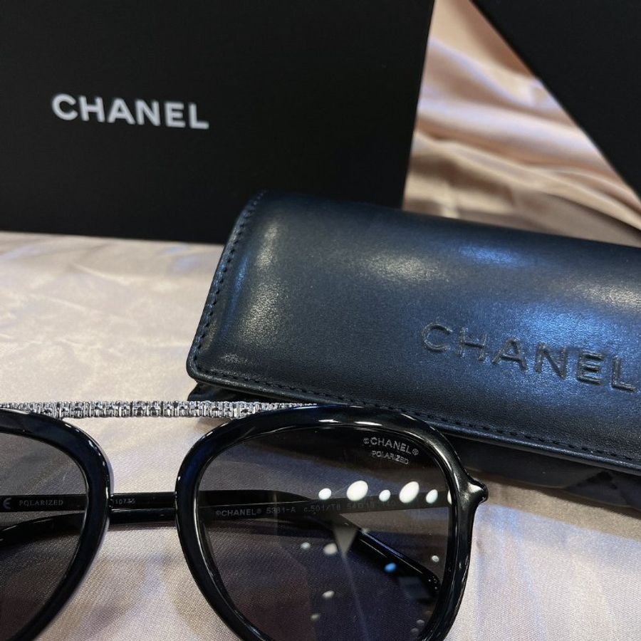 【現貨】麗睛眼鏡 Chanel【可刷卡分期】香奈兒 CH5381A 太陽眼鏡 小香眼鏡 香奈兒熱賣款 復古太陽眼鏡 水鑽太陽眼鏡 偏光太陽眼鏡-4