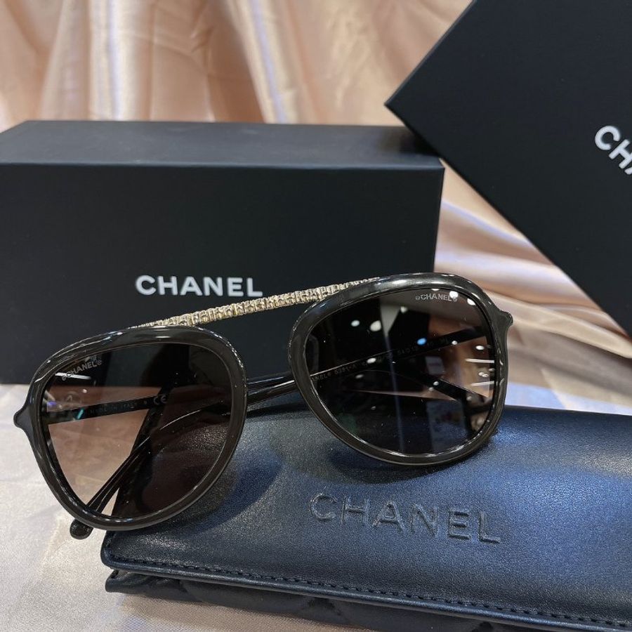 【現貨】麗睛眼鏡 Chanel【可刷卡分期】香奈兒 CH5381A 深棕色 太陽眼鏡 小香眼鏡 香奈兒熱賣款 復古太陽眼鏡 水鑽太陽眼鏡-2
