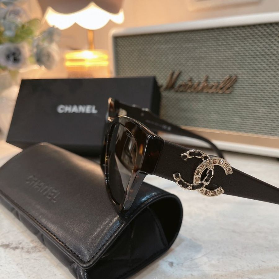【現貨】麗睛眼鏡Chanel【可刷卡分期】香奈兒 CH5456QB 琥珀色 太陽眼鏡 香奈兒小羊皮鏡腳 小香眼鏡 小香墨鏡-7