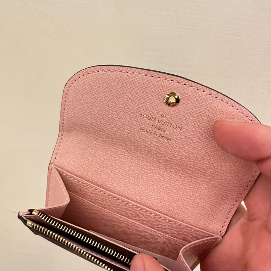 LV 花紋內粉釦式卡片零錢包-12