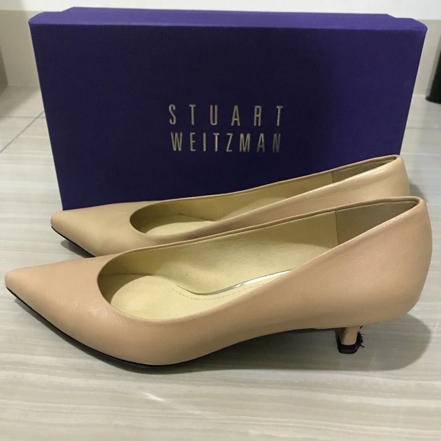 Stuart Weitzman裸色皮革尖頭高跟鞋 US7.5-0
