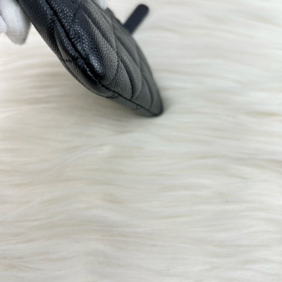 CHANEL 香奈兒 經典款 雙C 方形拉鍊卡片零錢包(黑色 x 荔枝紋牛皮 x 金釦)-14