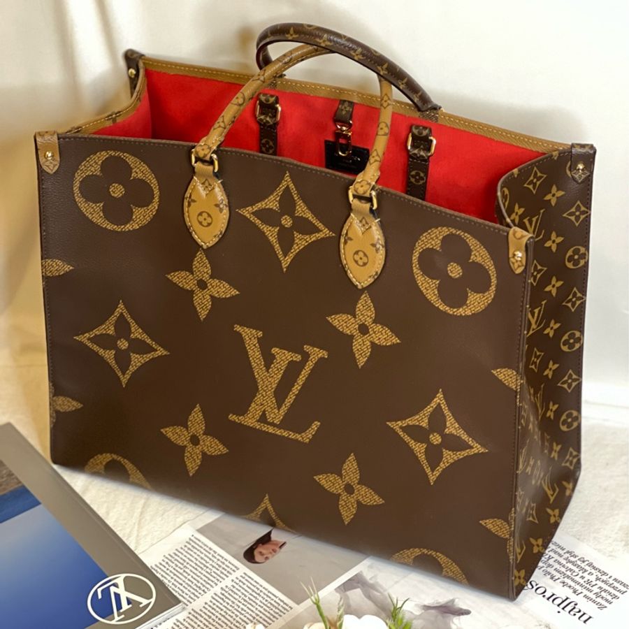 LV 老花字紋on the go 手提肩背 購物二用包 GM-2