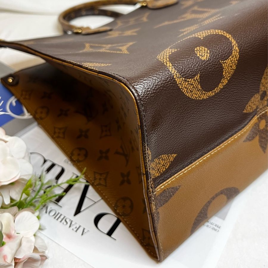 LV 老花字紋on the go 手提肩背 購物二用包 GM-7