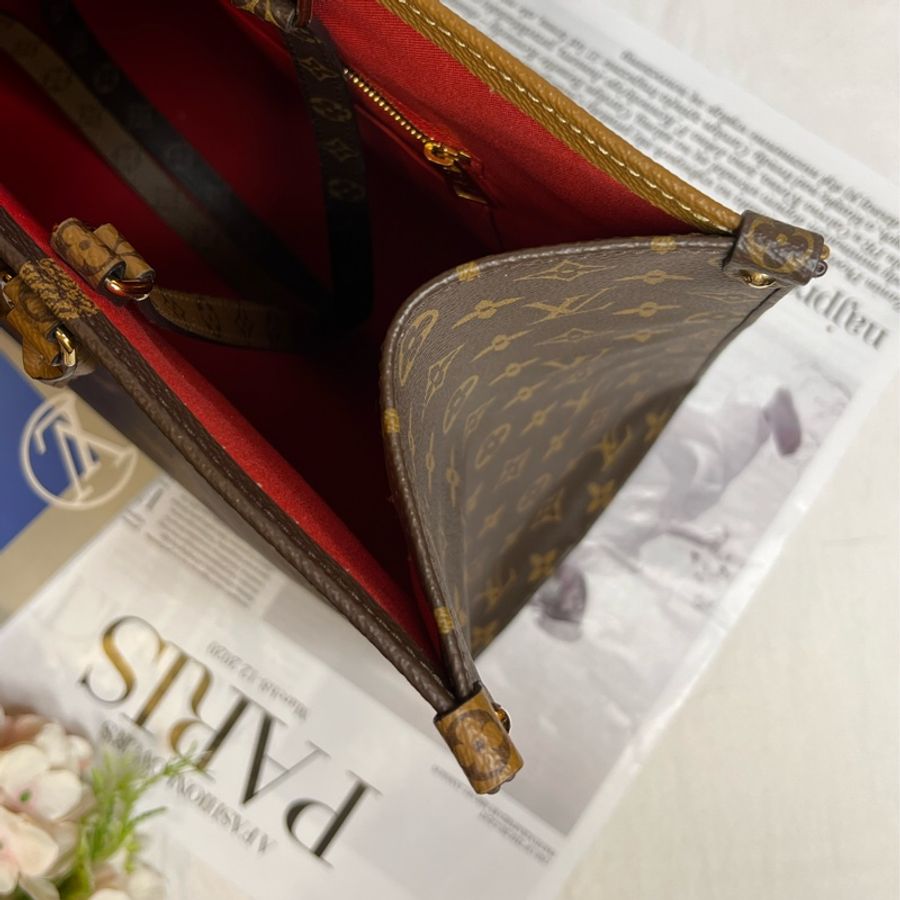 LV 老花字紋on the go 手提肩背 購物二用包 GM-14