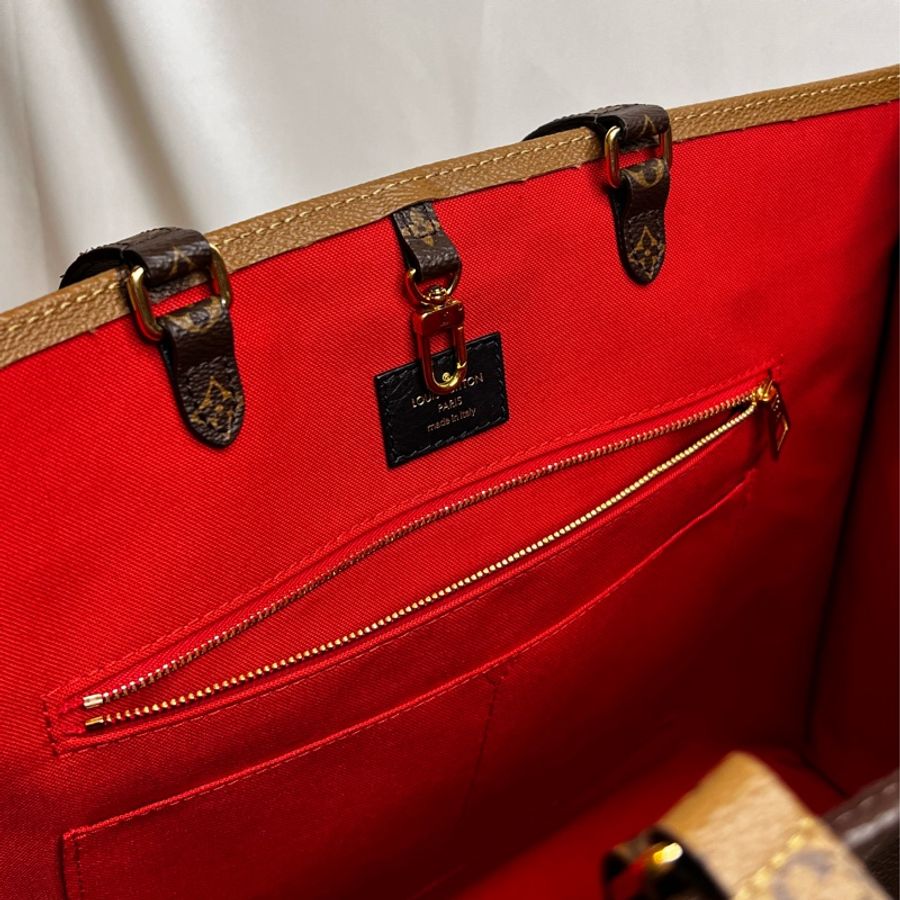 LV 老花字紋on the go 手提肩背 購物二用包 GM-18