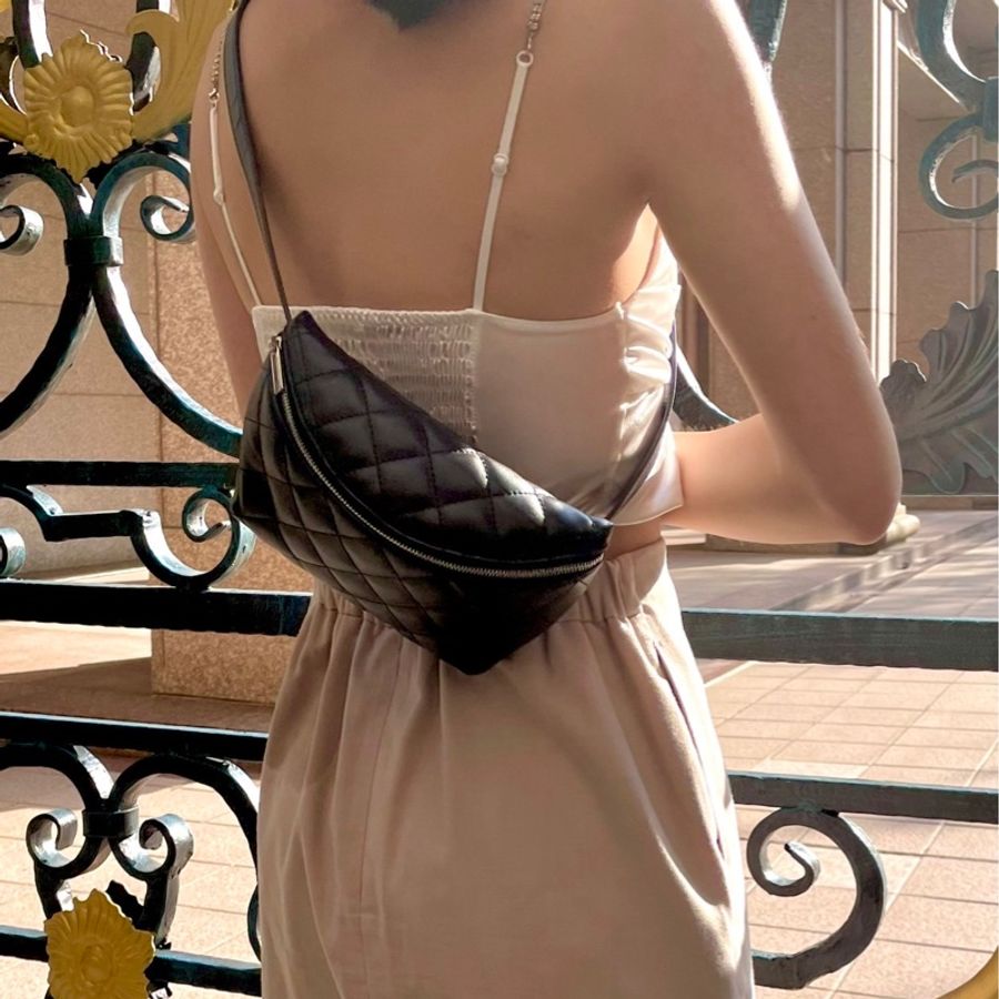 #CHANEL 經典菱格紋小牛皮拉鍊 #腰包 / #胸口包 / #櫃姐包 / #員工包-4