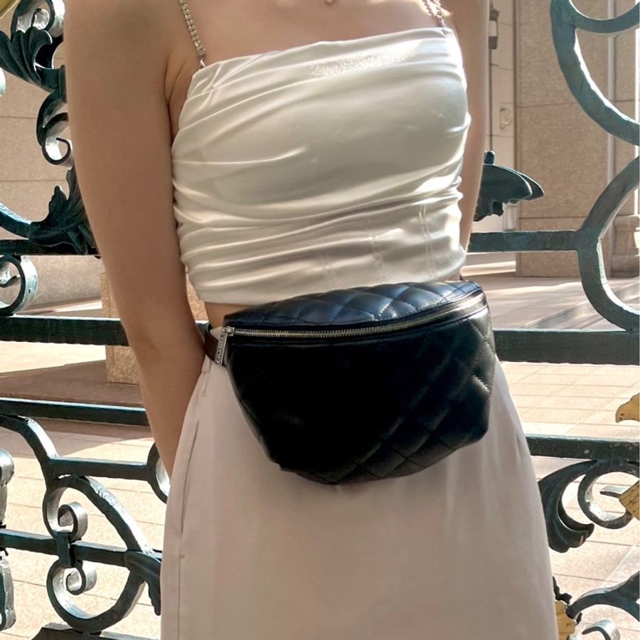 #CHANEL 經典菱格紋小牛皮拉鍊 #腰包 / #胸口包 / #櫃姐包 / #員工包-5