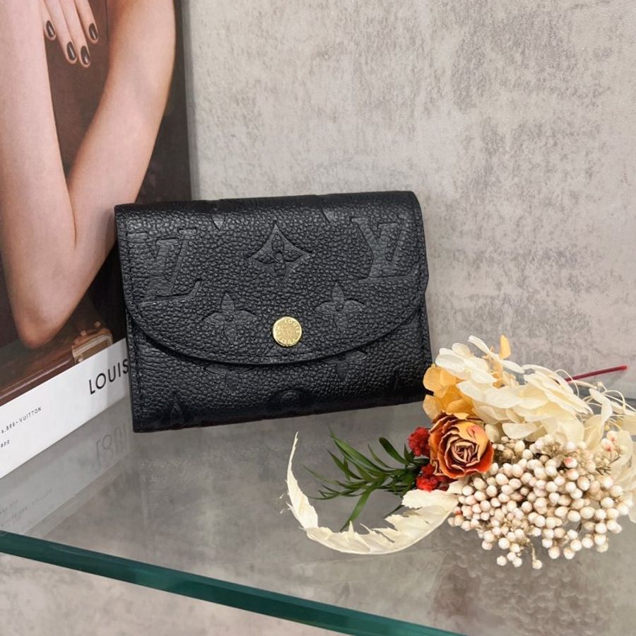 Louis Vuitton LV 晶片款 黑色 全皮壓紋 二折零錢包/短夾/皮夾-0