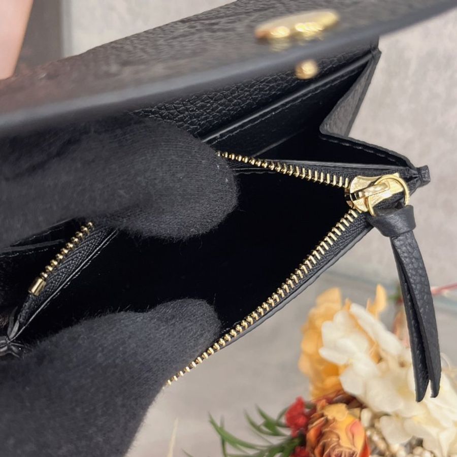 Louis Vuitton LV 晶片款 黑色 全皮壓紋 二折零錢包/短夾/皮夾-6