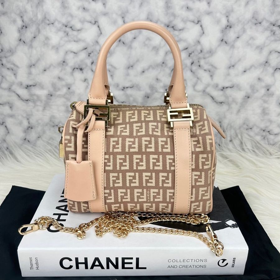 FENDI 芬迪迷你波斯頓包 粉藕色-0
