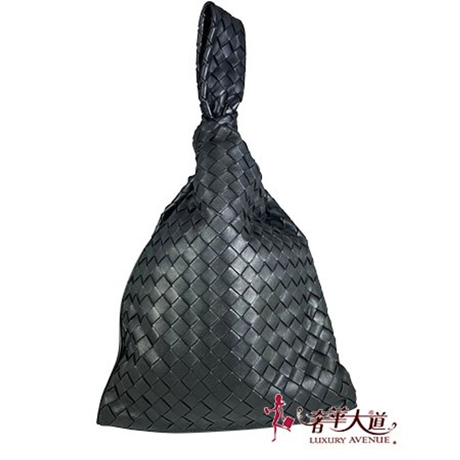 Bottega Veneta黑色小羊皮編織TWIST扭結手提包-0
