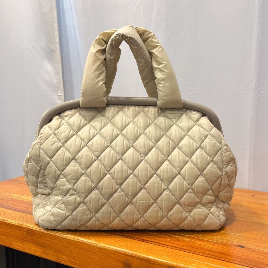 CHANEL 香奈兒 米白色菱格紋空氣包/肩背包/手提包-1