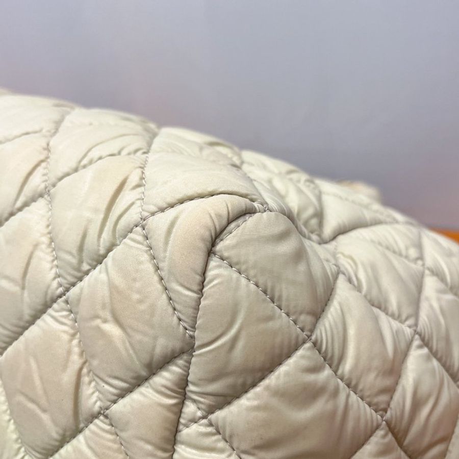 CHANEL 香奈兒 米白色菱格紋空氣包/肩背包/手提包-5