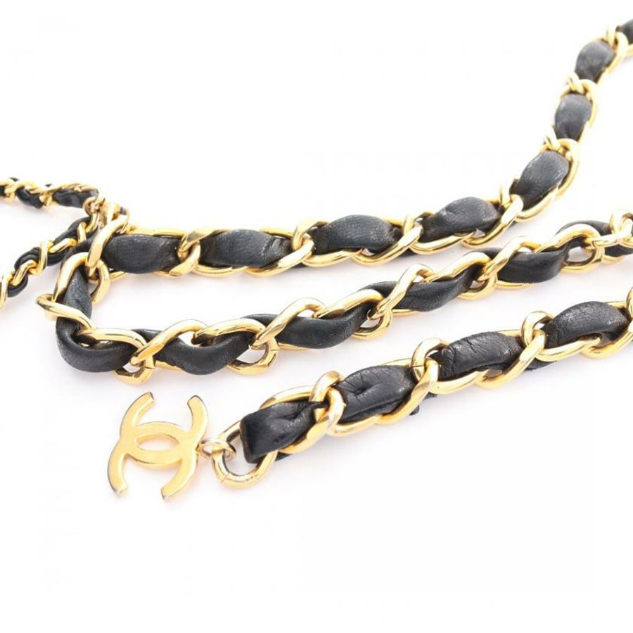 【日本直送】 中古CHANEL[BC]Mini mini matelasse 小物袋 小羊皮 黑色 黃金五金 チェーンベルト付き-6