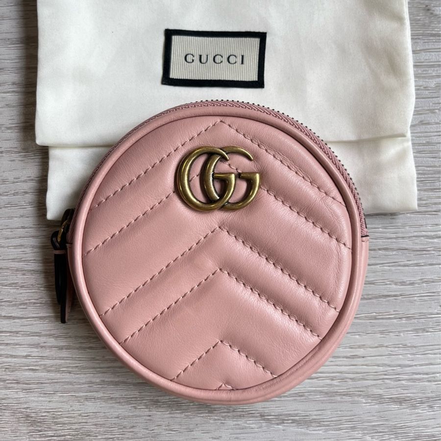 Gucci Marmot 粉色鑰匙零錢包-0