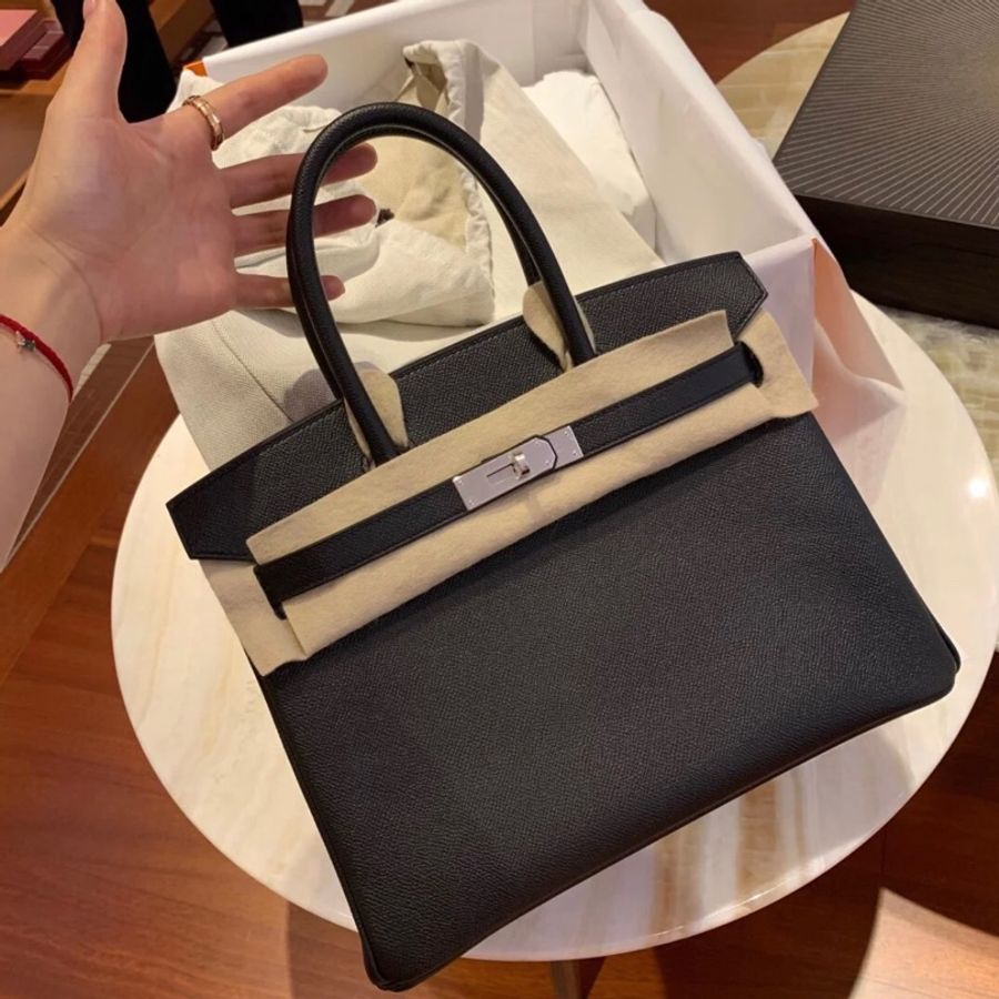 Hermes愛馬仕Birkin 30cm Eposm內縫牛皮柏金包 黑/B刻/銀釦-1