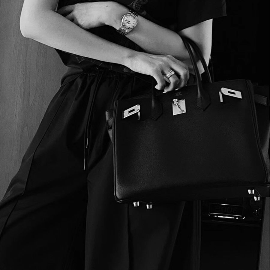 Hermes愛馬仕Birkin 30cm Eposm內縫牛皮柏金包 黑/B刻/銀釦-9