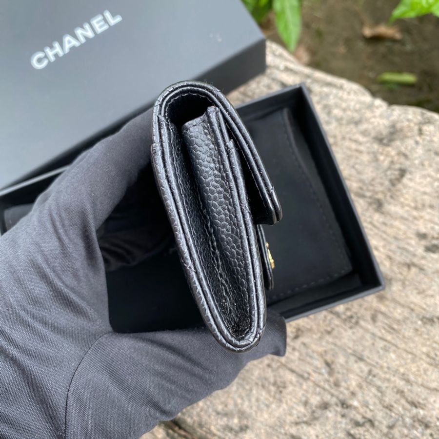 近新CHANEL香奈兒 AP0214 黑色荔枝coco金色logo翻蓋卡夾後有夾層款~晶片款-3