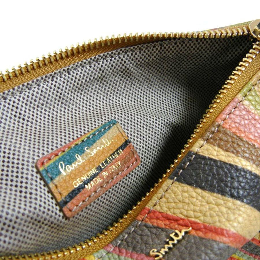 金鐸精品~2286 PAUL SMITH 保羅·史密斯 多彩條紋小牛皮 手拿包 全新品-4