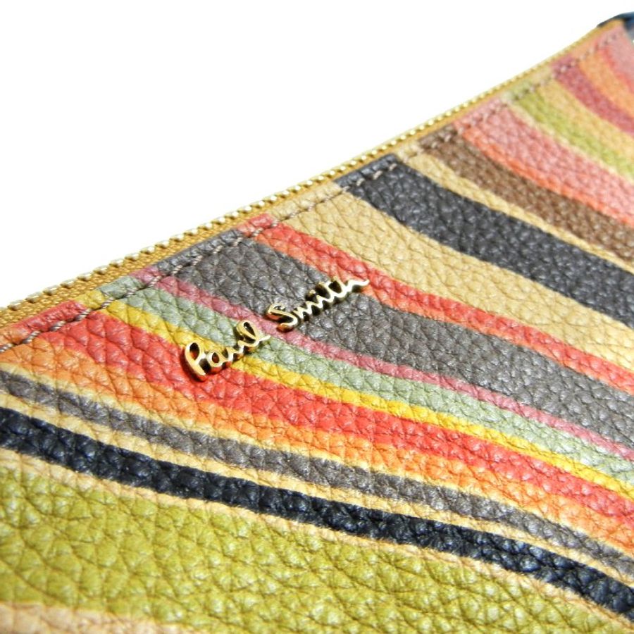 金鐸精品~2286 PAUL SMITH 保羅·史密斯 多彩條紋小牛皮 手拿包 全新品-6