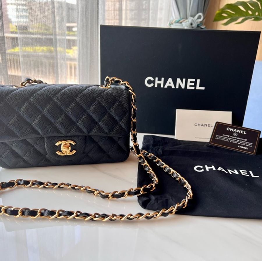 「必入保值款」Chanel 經典黑金扣 荔枝皮Mini Coco 20 CF20-5