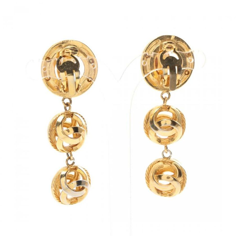 【日本直送】 中古CHANEL[BC]雙C標誌 耳環 鍍金 金色 vintage-1