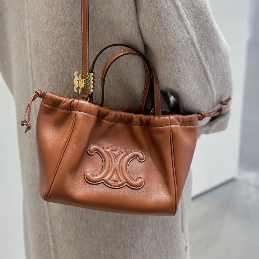 Celine 111013 Cuir Triomphe 凱旋門小款索繩包 黃褐色 (當季熱門新品 下單前請先詢問)-5
