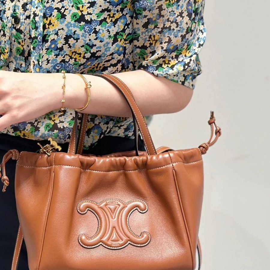 Celine 111013 Cuir Triomphe 凱旋門小款索繩包 黃褐色 (當季熱門新品 下單前請先詢問)-6