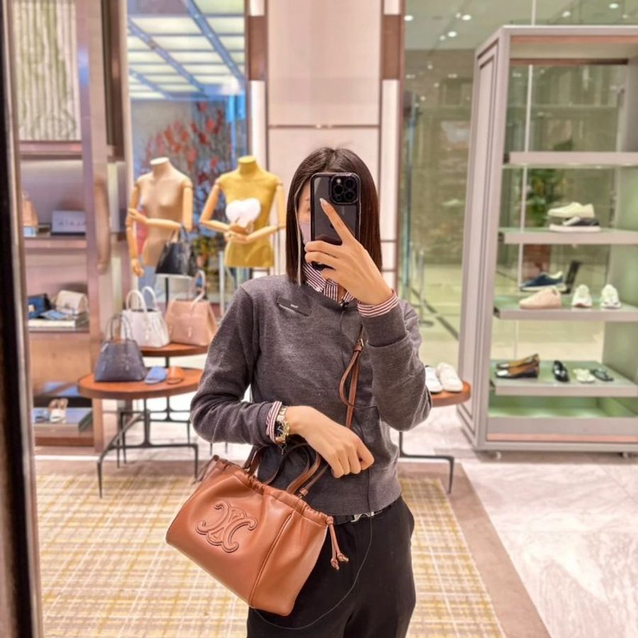 Celine 111013 Cuir Triomphe 凱旋門小款索繩包 黃褐色 (當季熱門新品 下單前請先詢問)-7