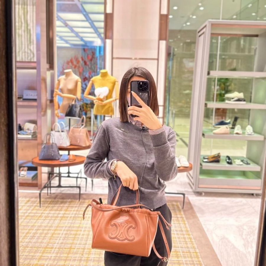 Celine 111013 Cuir Triomphe 凱旋門小款索繩包 黃褐色 (當季熱門新品 下單前請先詢問)-8