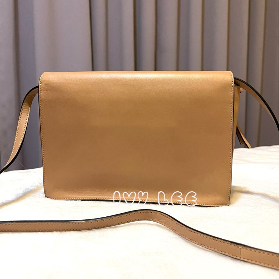 Chloe 粉膚桃色皮革 Rachel 金色 蝴蝶結 斜揹包 肩背包 二手精品-1