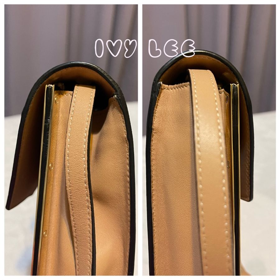 Chloe 粉膚桃色皮革 Rachel 金色 蝴蝶結 斜揹包 肩背包 二手精品-15