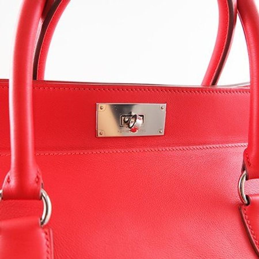 Hermès 珊瑚橘銀扣 9T SWIFT Tool Box 26CM 中型牛奶包-1