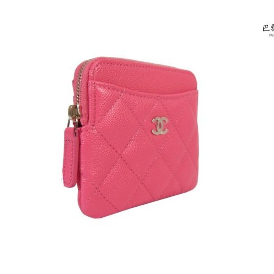 【巴黎站二手名牌專賣店】＊全新現貨＊CHANEL香奈兒真品＊AP2061粉桃色淡金雙C拉鍊吐司零錢包卡包-1