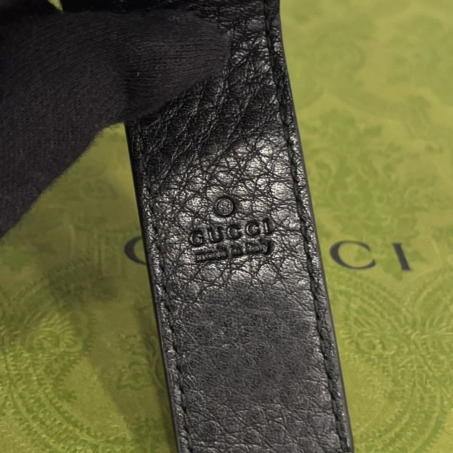 GUCCI 古馳 黑色 牛皮 繡紋LOGO 鈔票夾-5