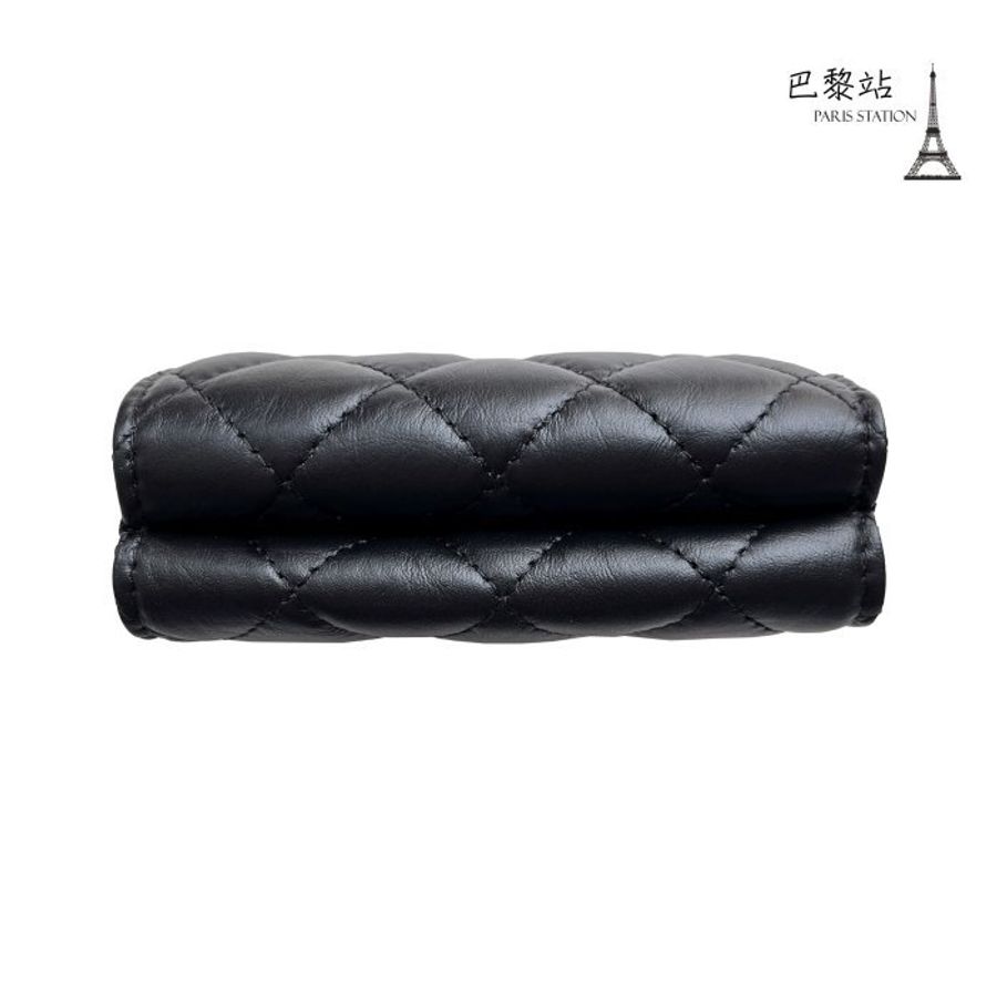 【巴黎站二手名牌專賣店】*全新現貨*CHANEL 香奈兒 真品*2.55 鞣製牛皮金釦 Mini 三摺短夾-2