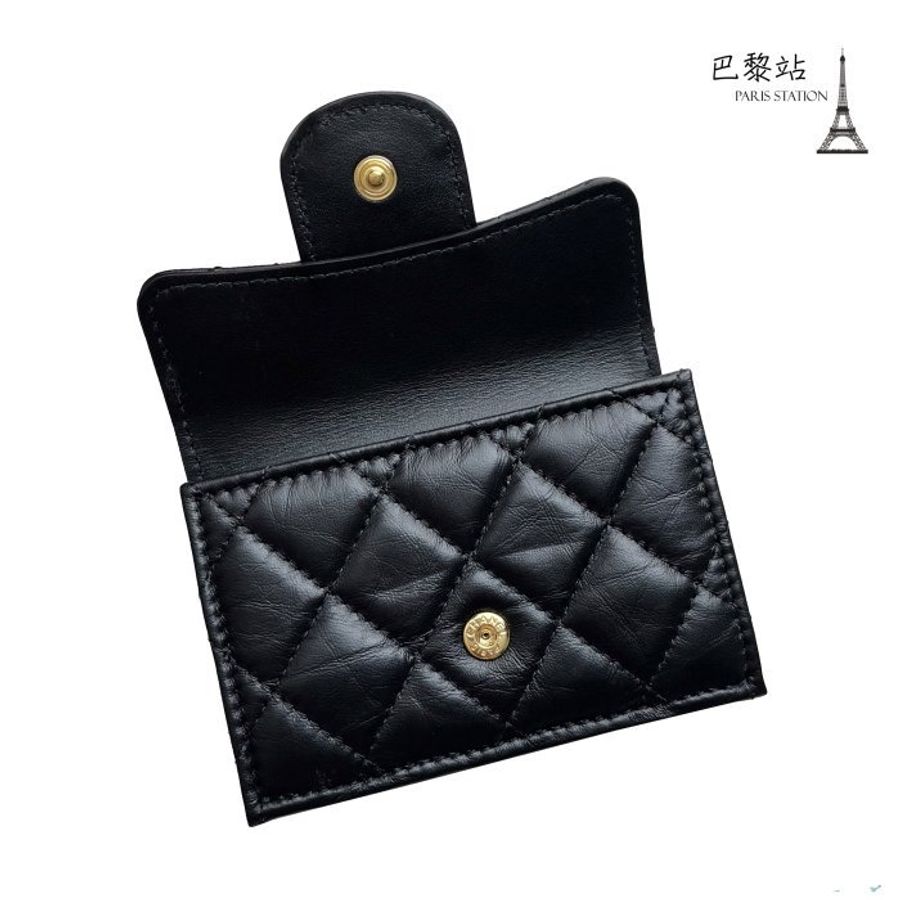 【巴黎站二手名牌專賣店】*全新現貨*CHANEL 香奈兒 真品*2.55 鞣製牛皮金釦 Mini 三摺短夾-4