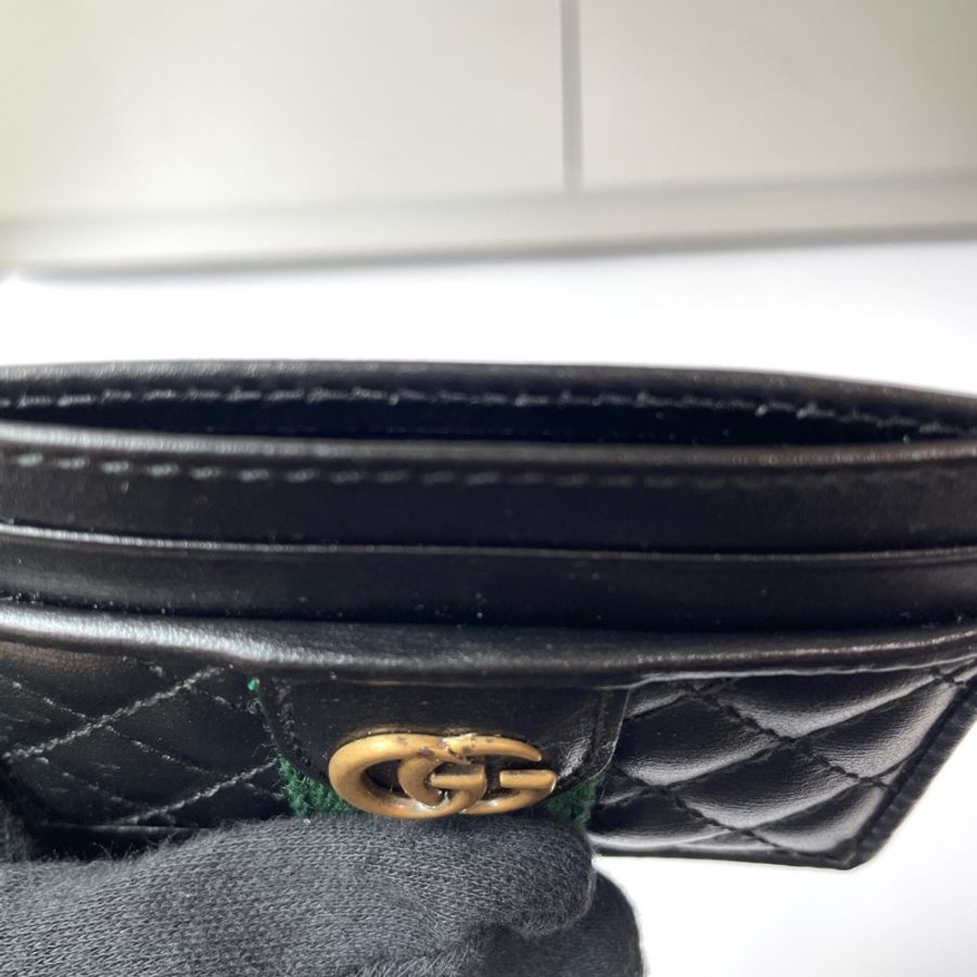 Gucci黑皮gg logo卡夾-1