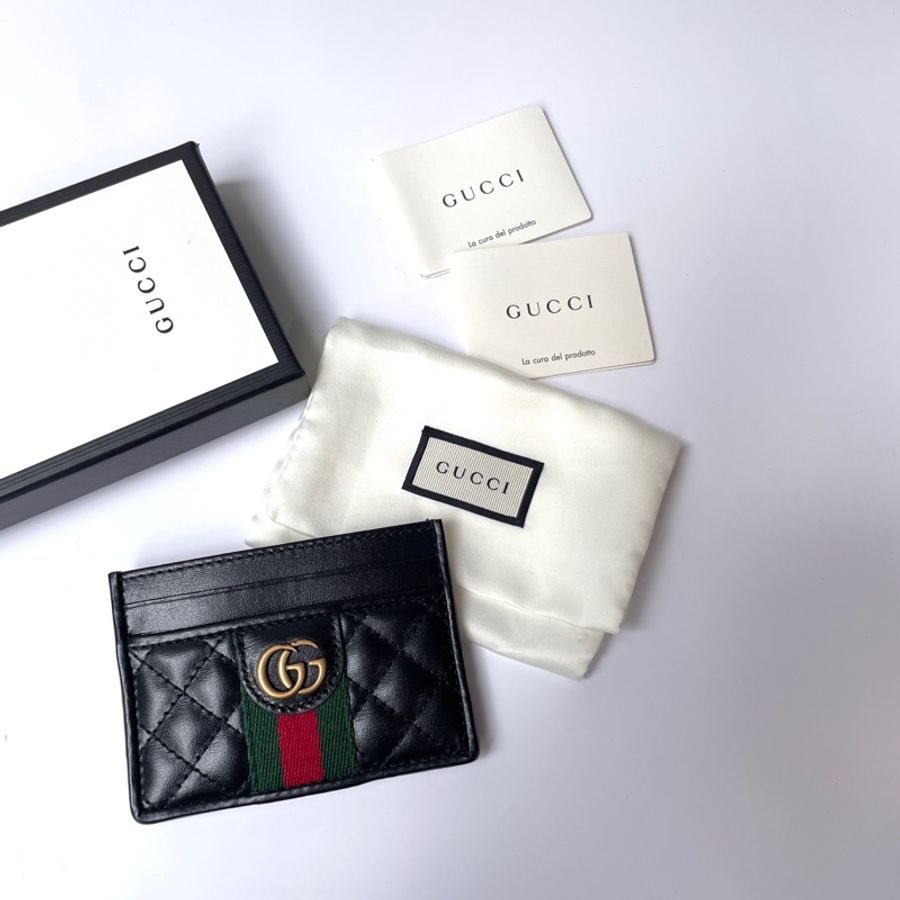Gucci黑皮gg logo卡夾-5
