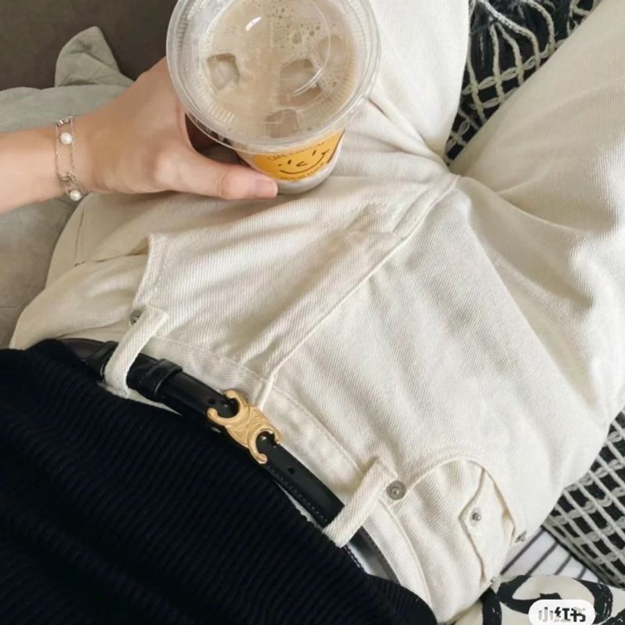 CELINE SMALL TRIOMPHE 經典凱旋黑色金扣牛皮皮帶18MM(80CM)-3