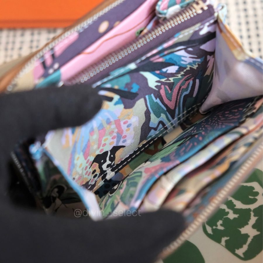 Hermès Silk compact wallet 愛馬仕金棕絲巾短夾 自由之城 狗來富-3