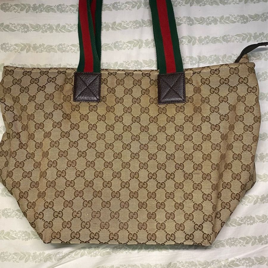 Gucci 老花經典大托特包#Gucci #托特包 #經典老花 #二手九成新-0