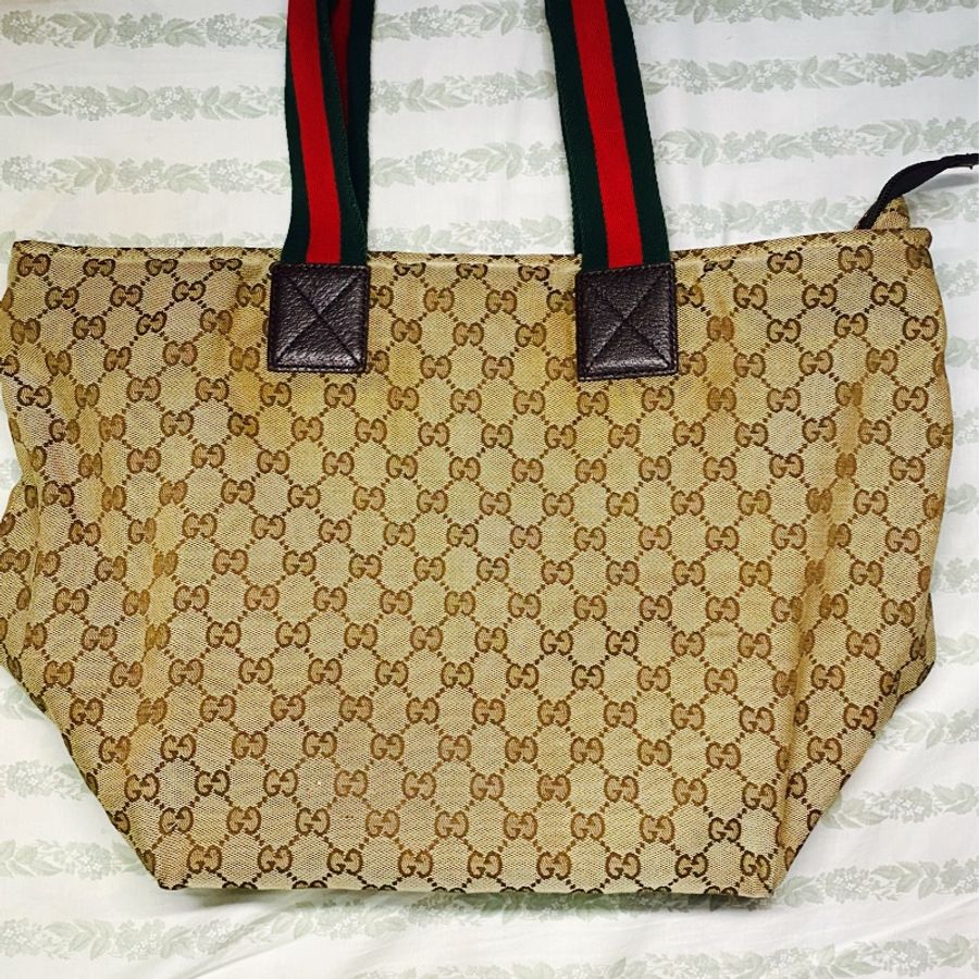 Gucci 老花經典大托特包#Gucci #托特包 #經典老花 #二手九成新-8