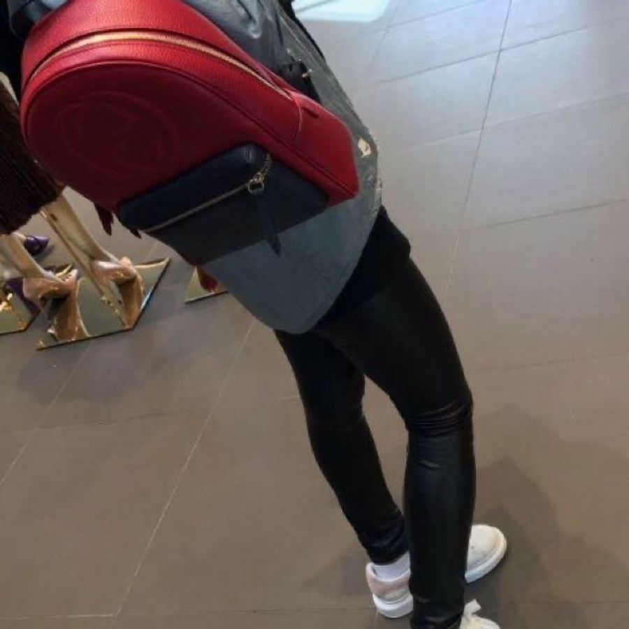 全配✨Gucci紅藍撞色雙Glogo金鍊牛皮後背包Soho Multicolor Leather Backpack-3