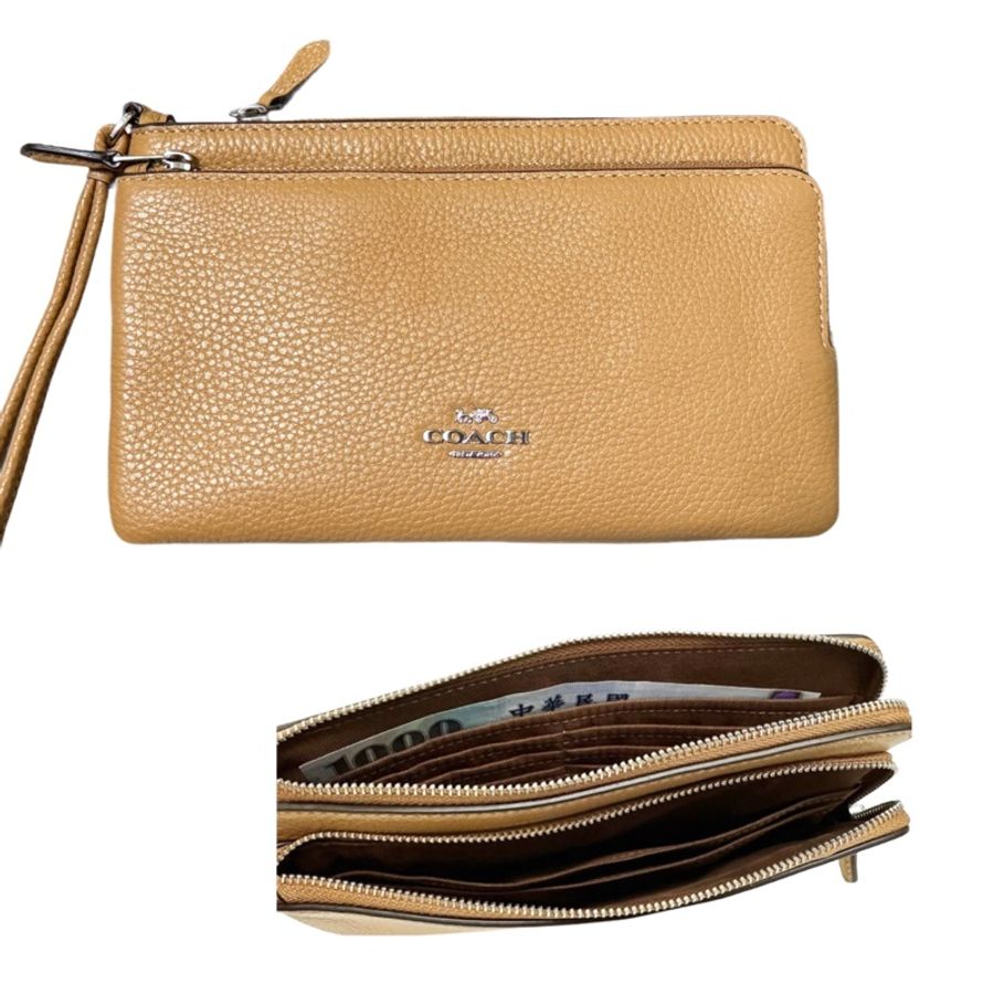 [COACH] Coach立體馬車LOGO大小雙層L拉鍊大手拿包 [美國正品 現貨在台]-1