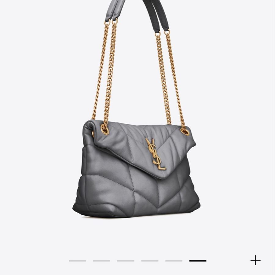 YSL 聖羅蘭 Puffer bag 小型絎縫納帕皮手袋 二手近全新 風暴色(大象灰)-0