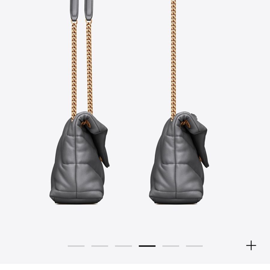 YSL 聖羅蘭 Puffer bag 小型絎縫納帕皮手袋 二手近全新 風暴色(大象灰)-1